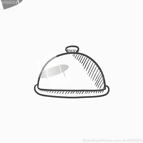 Image of Restaurant cloche sketch icon.