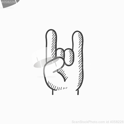 Image of Rock and roll hand sign sketch icon.