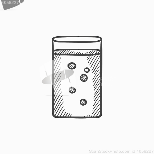 Image of Glass of water sketch icon.