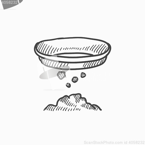 Image of Bowl for sifting gold sketch icon.