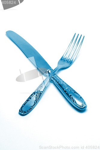 Image of knife and fork blue