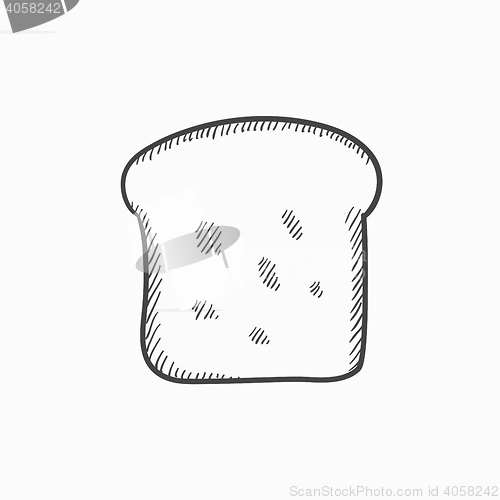 Image of Single slice of bread sketch icon.