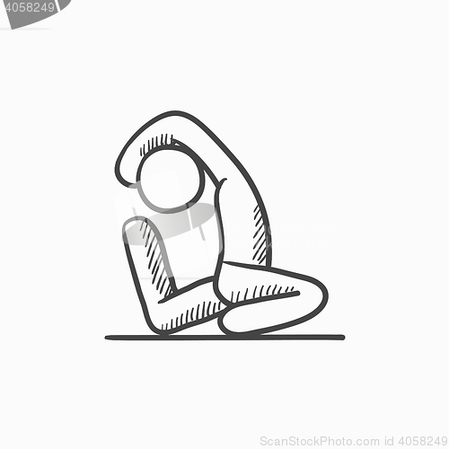 Image of Man practicing yoga sketch icon.