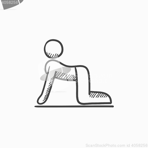 Image of Man practicing yoga sketch icon.