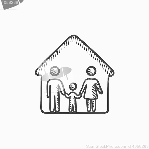 Image of Family house sketch icon.