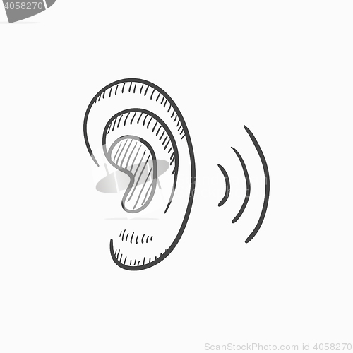 Image of Human ear sketch icon.