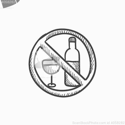 Image of No alcohol sign sketch icon.