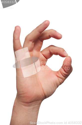 Image of Isolated white hand showing ok sign