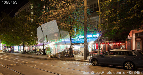 Image of Berlin Rosenthaler Platz cafes at night