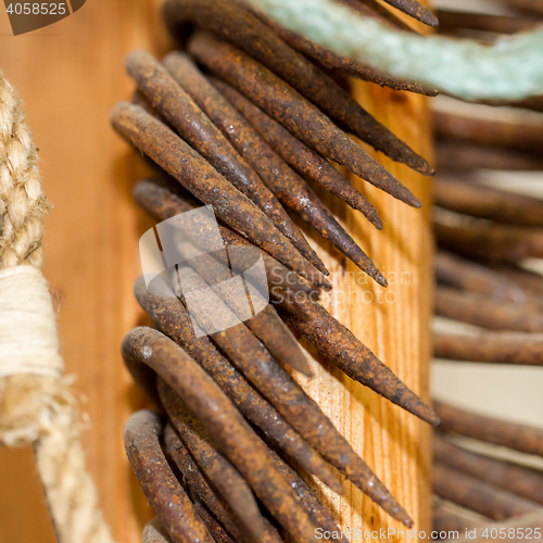 Image of Old rusted fishing hooks - Close-up