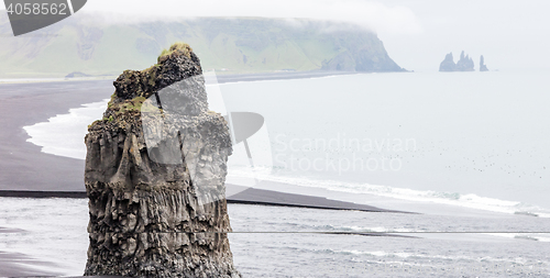 Image of Big rock on the black beach, Iceland
