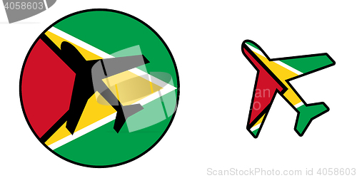 Image of Nation flag - Airplane isolated - Guyana
