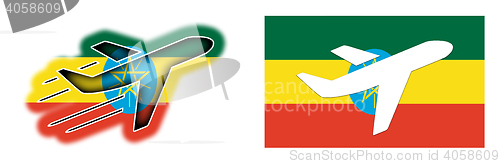 Image of Nation flag - Airplane isolated - Ethiopia