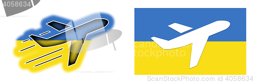 Image of Nation flag - Airplane isolated - Ukraine
