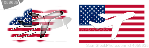 Image of Nation flag - Airplane isolated - USA