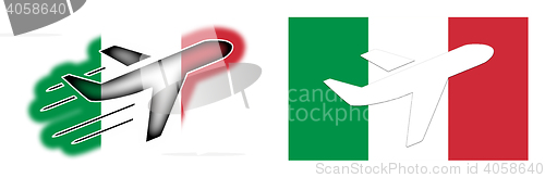 Image of Nation flag - Airplane isolated - Italy