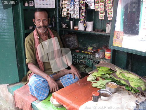 Image of Streets of Kolkata. Making Paan in Kolkata