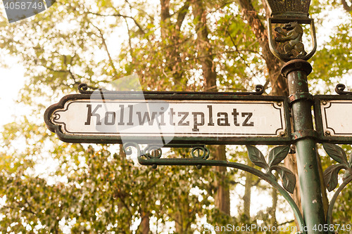 Image of Kollwitzplatz sign, Prenzlauer Berg, Berlin