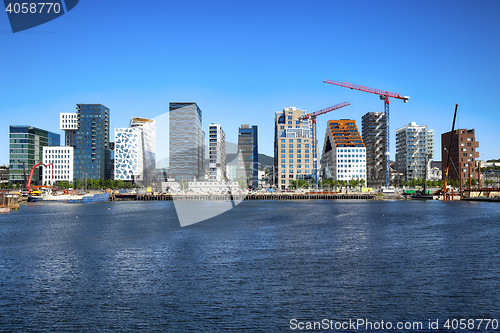 Image of Panoramic View Of Modern buildings in Oslo, Norway 