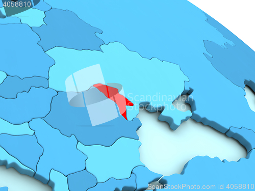 Image of Moldova in red on blue globe