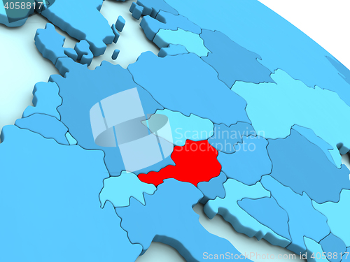 Image of Austria in red on blue globe