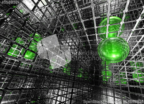 Image of abstract futuristic background with sphere - 3d illustration