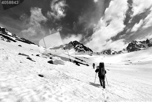 Image of Two hikers in snow plateau