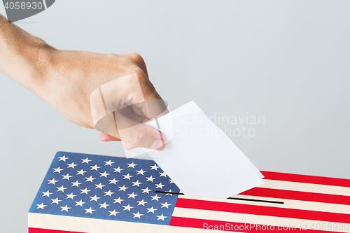 Image of man putting his vote into ballot box on election