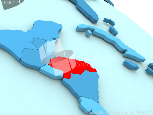 Image of Honduras in red on blue globe