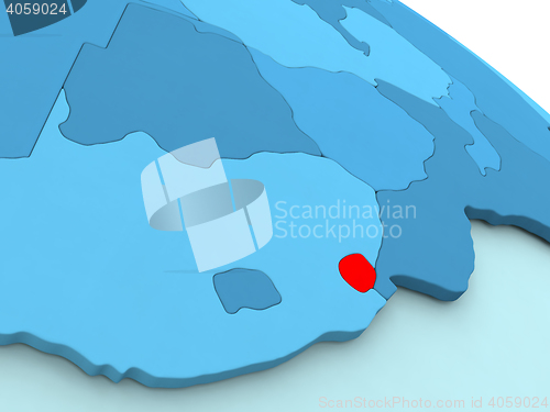 Image of Swaziland in red on blue globe