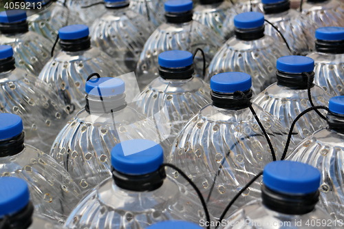 Image of  row Plastic bottles