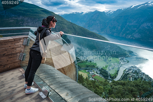 Image of Stegastein Lookout Beautiful Nature Norway observation deck view