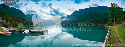 Image of lovatnet lake Beautiful Nature Norway.