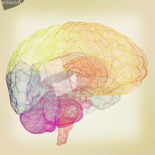 Image of Creative concept of the human brain. 3D illustration. Vintage st