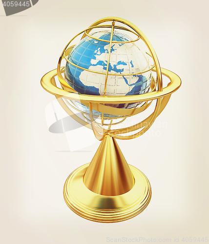 Image of Terrestrial globe model . 3D illustration. Vintage style.