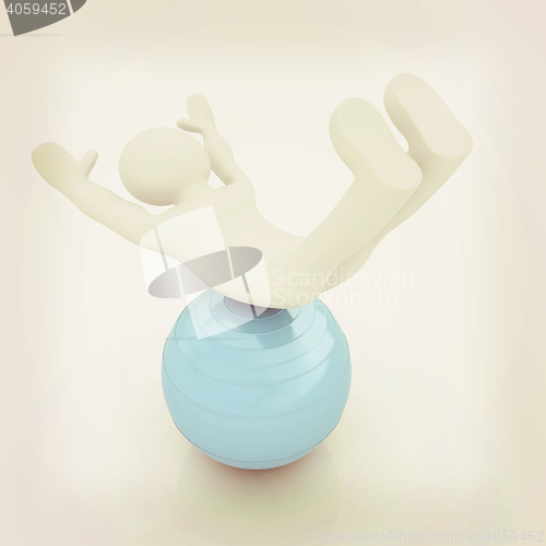 Image of 3d man exercising position on fitness ball. My biggest pilates s