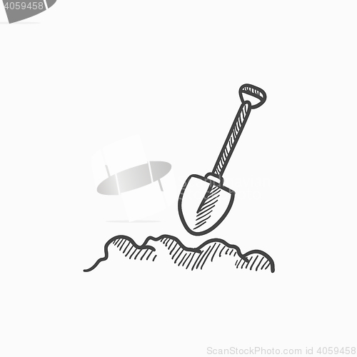 Image of Mining shovel sketch icon.