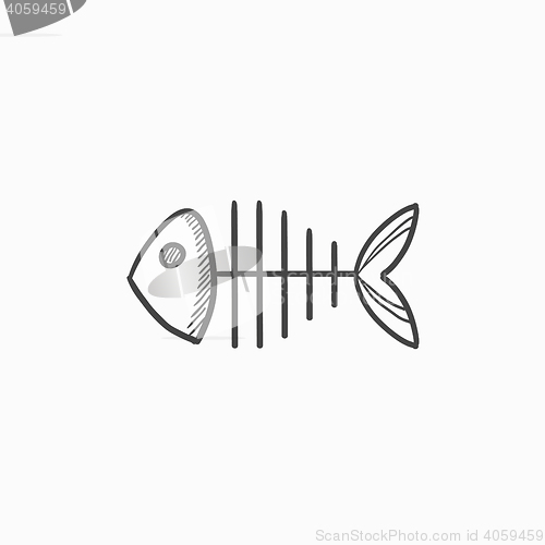 Image of Fish skeleton sketch icon.