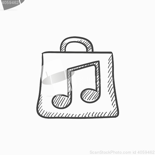 Image of Bag with music note sketch icon.