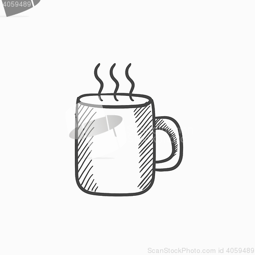 Image of Mug of hot drink sketch icon.