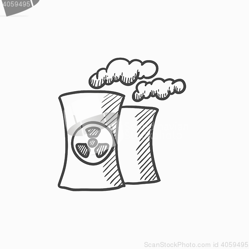 Image of Nuclear power plant sketch icon.