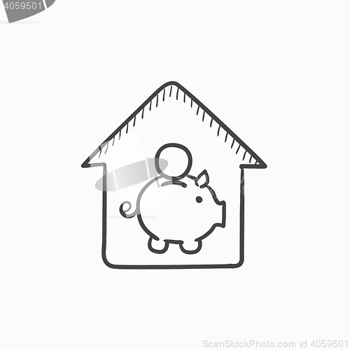 Image of House savings sketch icon.