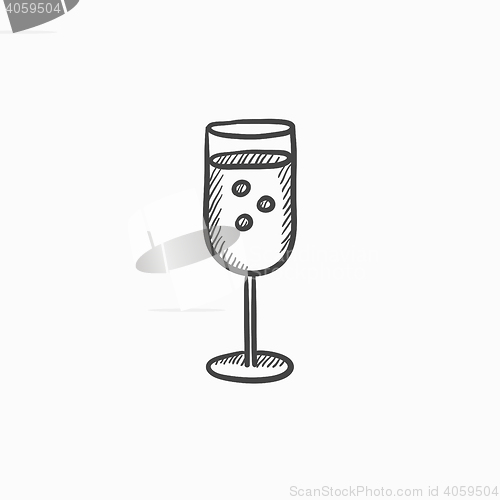 Image of Glass of champagne sketch icon.