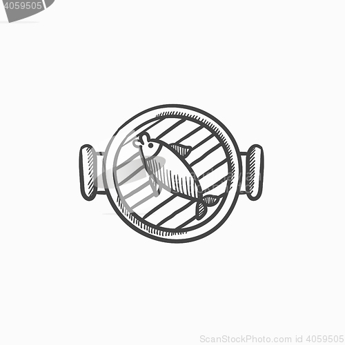 Image of Fish on grill sketch icon.