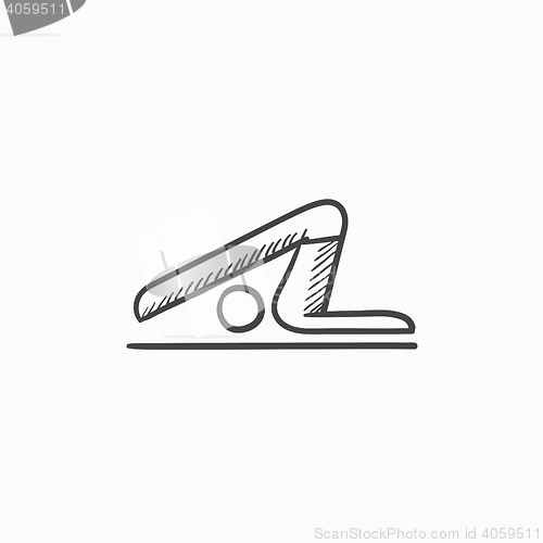 Image of Man practicing yoga sketch icon.