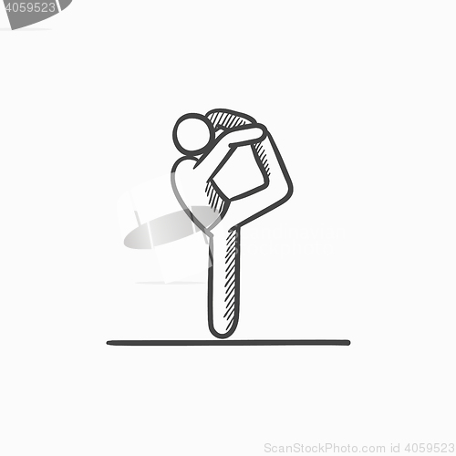Image of Man practicing yoga sketch icon.