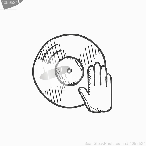 Image of Disc with dj hand sketch icon.