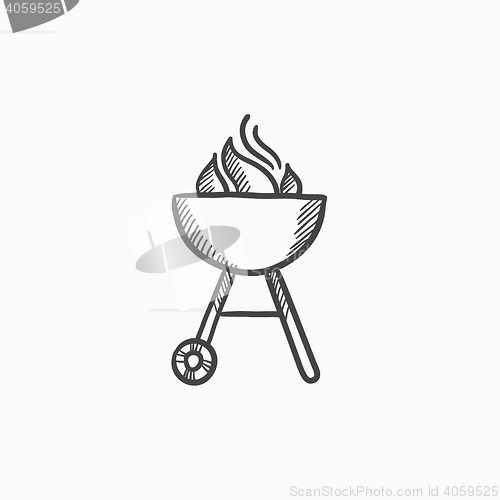 Image of Kettle barbecue grill sketch icon.