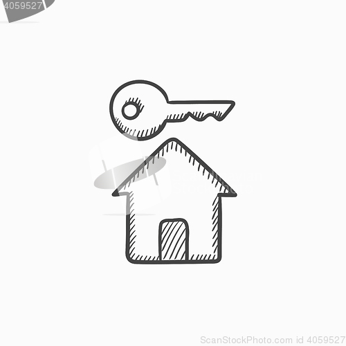 Image of Key for house sketch icon.