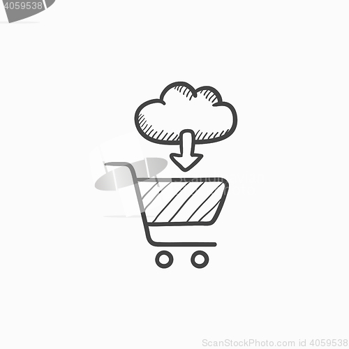 Image of Online shopping sketch icon.